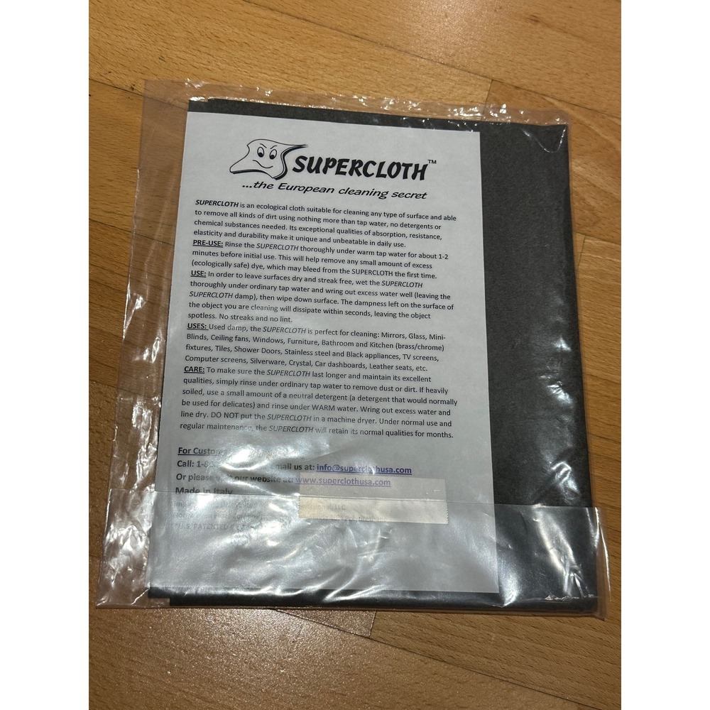 Supercloth Italian Ecological Cleaning Cloths 3 Pack Black Chemical Free Streak